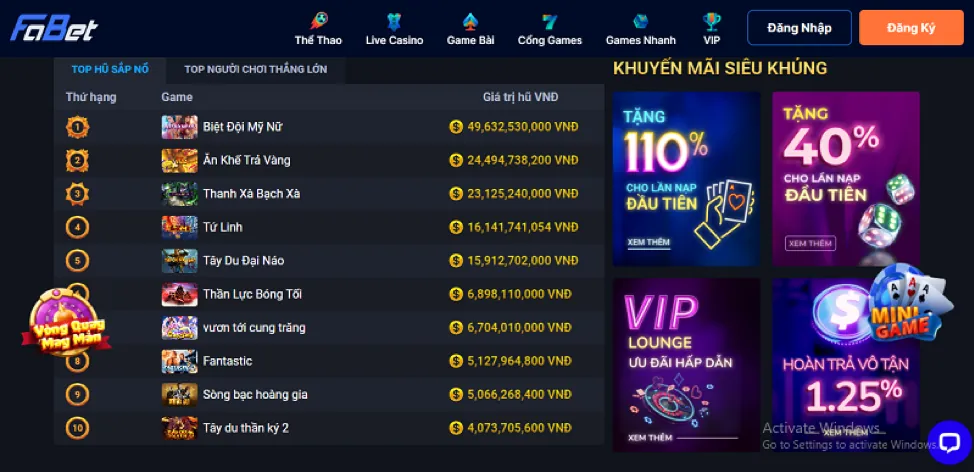Ưu đãi đặc biệt cho các giải đấu lớn tại 33win1